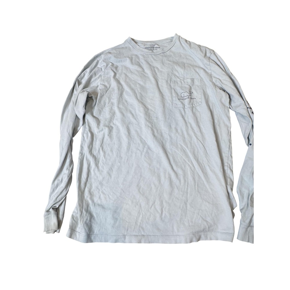 Vineyard Vines Shirt Mens Small Light Blue Long Sleeve Pocket Whale Graphic